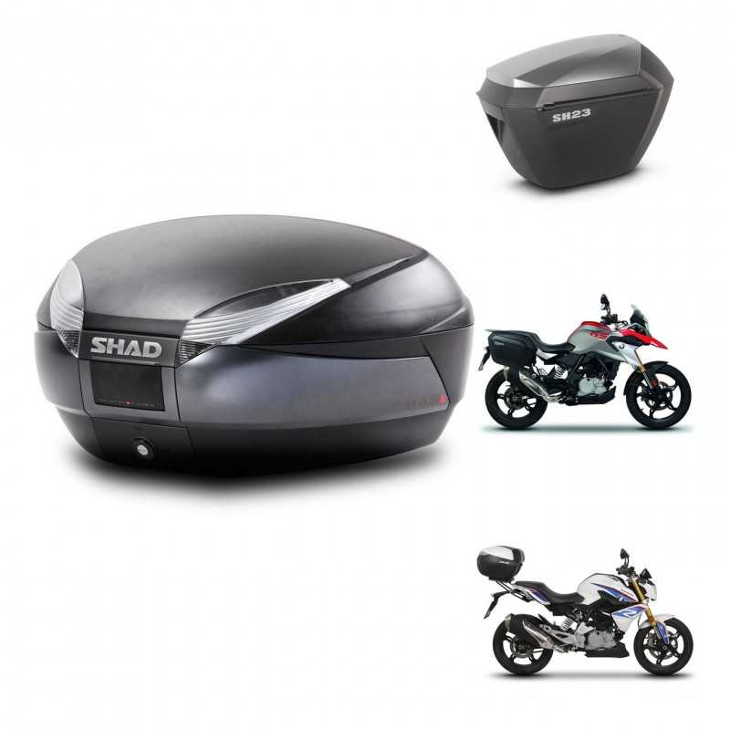 SHAD Maletas laterales + baul trasero herraje 3p montaje SH48 DARK GREY PREMIUM SH23 ALU KIT-272663