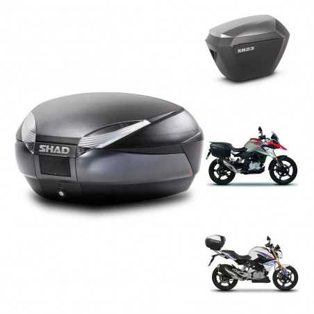 SHAD Side cases + rear trunk + 3p hardware + mounting hardware SH48 DARK GREY PREMIUM SH23 ALU KIT-272663