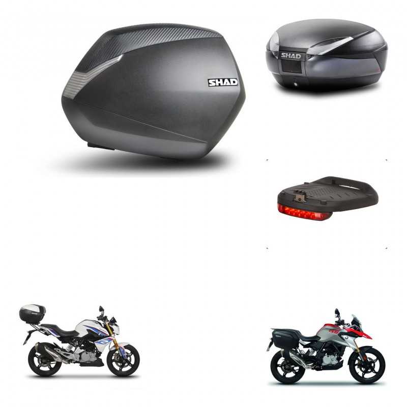 SHAD Baul trasero + maletas laterales luz de freno herraje 3p montaje SH36 SH 36 SH48 DARK GREY PREMIUM KIT-272665