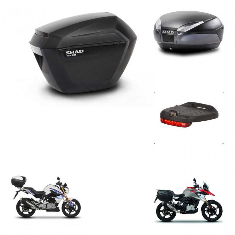 SHAD Baul trasero + maletas laterales luz de freno herraje 3p montaje SH23 SH48 DARK GREY PREMIUM KIT-272666