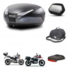 SHAD Maletas laterales + baul trasero accesorios herraje 3p montaje SH48 DARK GREY PREMIUM SC SH35 KIT-272670