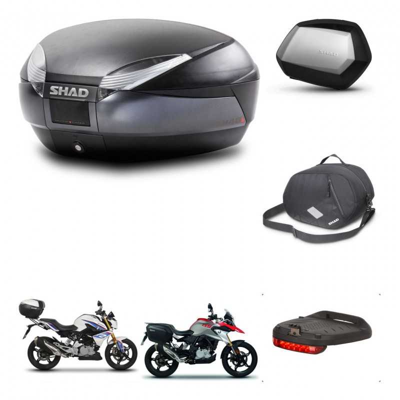 SHAD Maletas laterales + baul trasero accesorios herraje 3p montaje SH48 DARK GREY PREMIUM SC SH35 KIT-272670