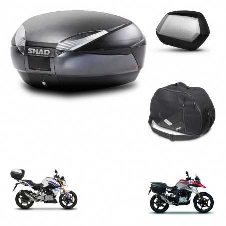 SHAD Maletas laterales + baul trasero bolsa interna herraje 3p montaje SH48 DARK GREY PREMIUM SC SH35 KIT-272680