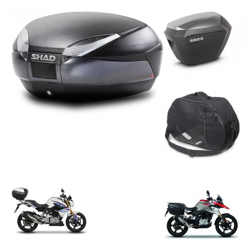 SHAD Side cases + rear trunk + inner bag + 3p hardware + mounting hardware SH48 DARK GREY PREMIUM SH23 ALU KIT-272681