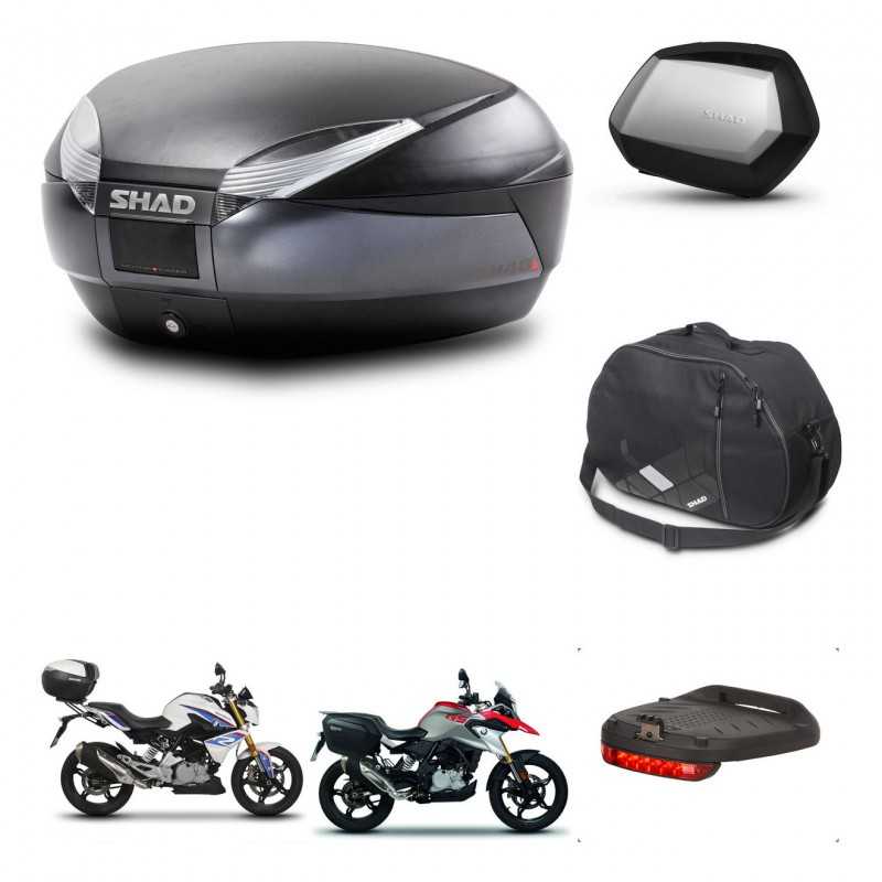 SHAD Maletas laterales + baul trasero accesorios herraje 3p montaje SH48 DARK GREY PREMIUM SC SH35 KIT-272689
