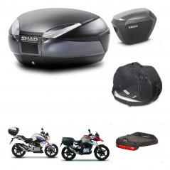 SHAD Maletas laterales + baul trasero accesorios herraje 3p montaje SH48 DARK GREY PREMIUM SH23 ALU KIT-272690