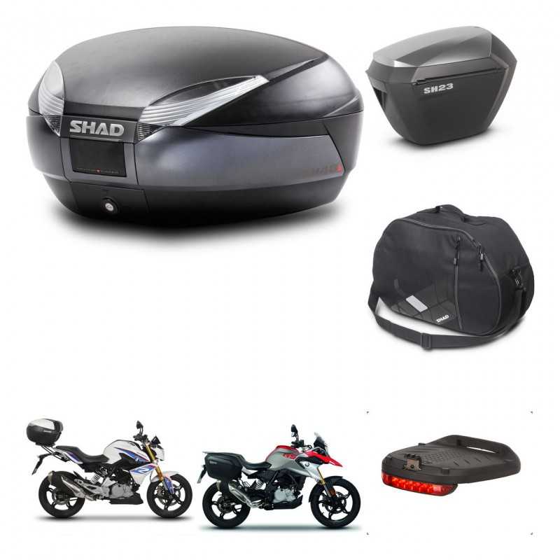 SHAD Side cases + rear trunk + accessories + 3p hardware + mounting hardware SH48 DARK GREY PREMIUM SH23 ALU KIT-272690
