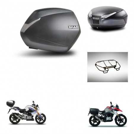 SHAD Baul trasero + maletas laterales parrilla portabultos superior herraje 3p montaje SH36 SH 36 SH48 DARK GREY PREMIUM KIT-272