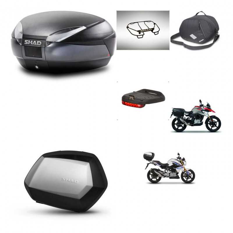 SHAD Maletas laterales + baul trasero accesorios herraje 3p montaje SH48 DARK GREY PREMIUM SC SH35 KIT-272706