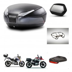 SHAD Maletas laterales + baul trasero accesorios herraje 3p montaje SH48 DARK GREY PREMIUM SC SH35 KIT-272707