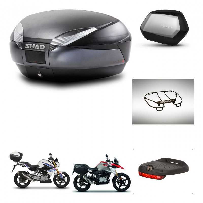 SHAD Maletas laterales + baul trasero accesorios herraje 3p montaje SH48 DARK GREY PREMIUM SC SH35 KIT-272707