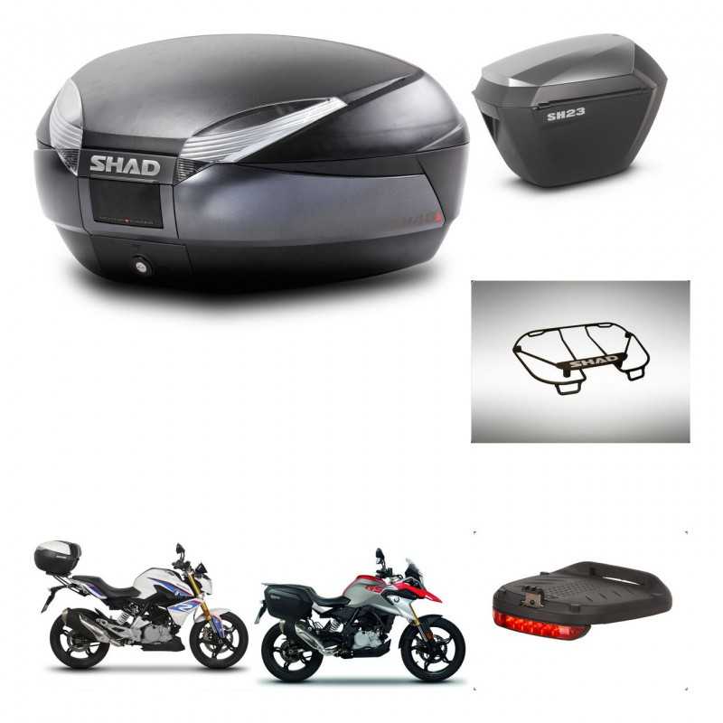 SHAD Side cases + rear trunk + accessories + 3p hardware + mounting hardware SH48 DARK GREY PREMIUM SH23 ALU KIT-272708