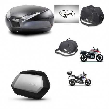 SHAD Maletas laterales + baul trasero accesorios herraje 3p montaje SH48 DARK GREY PREMIUM SC SH35 KIT-272715