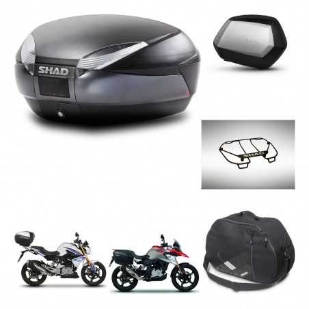 SHAD Maletas laterales + baul trasero accesorios herraje 3p montaje SH48 DARK GREY PREMIUM SC SH35 KIT-272716