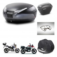 SHAD Side cases + rear trunk + accessories + 3p hardware + mounting hardware SH48 DARK GREY PREMIUM SH23 ALU KIT-272717