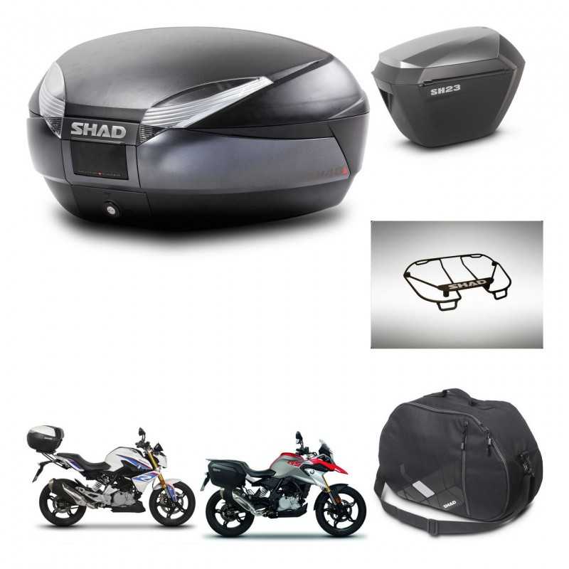 SHAD Side cases + rear trunk + accessories + 3p hardware + mounting hardware SH48 DARK GREY PREMIUM SH23 ALU KIT-272717