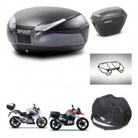 SHAD Maletas laterales + baul trasero accesorios herraje 3p montaje SH48 DARK GREY PREMIUM SH23 ALU KIT-272717