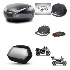 SHAD Maletas laterales + baul trasero accesorios herraje 3p montaje SH48 DARK GREY PREMIUM SC SH35 KIT-272724