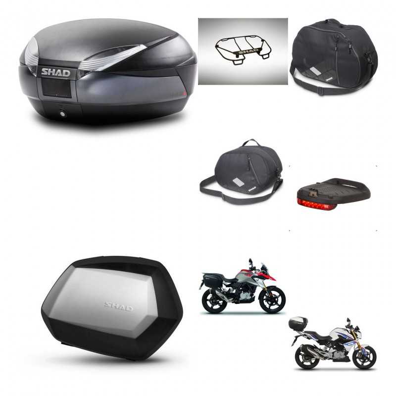 SHAD Maletas laterales + baul trasero accesorios herraje 3p montaje SH48 DARK GREY PREMIUM SC SH35 KIT-272724