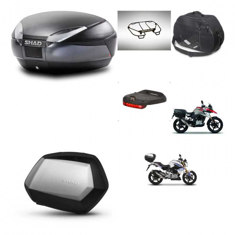 SHAD Maletas laterales + baul trasero accesorios herraje 3p montaje SH48 DARK GREY PREMIUM SC SH35 KIT-272725