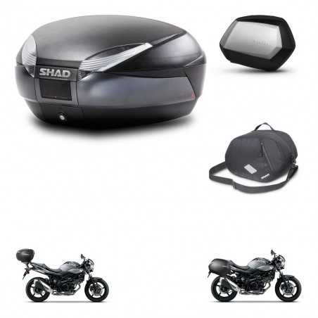 SHAD Maletas laterales + baul trasero bolsa interna herraje 3p montaje SH48 DARK GREY PREMIUM SC SH35 KIT-272805