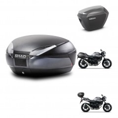 SHAD Maletas laterales + baul trasero herraje 3p montaje SH48 DARK GREY PREMIUM SH23 ALU KIT-272807