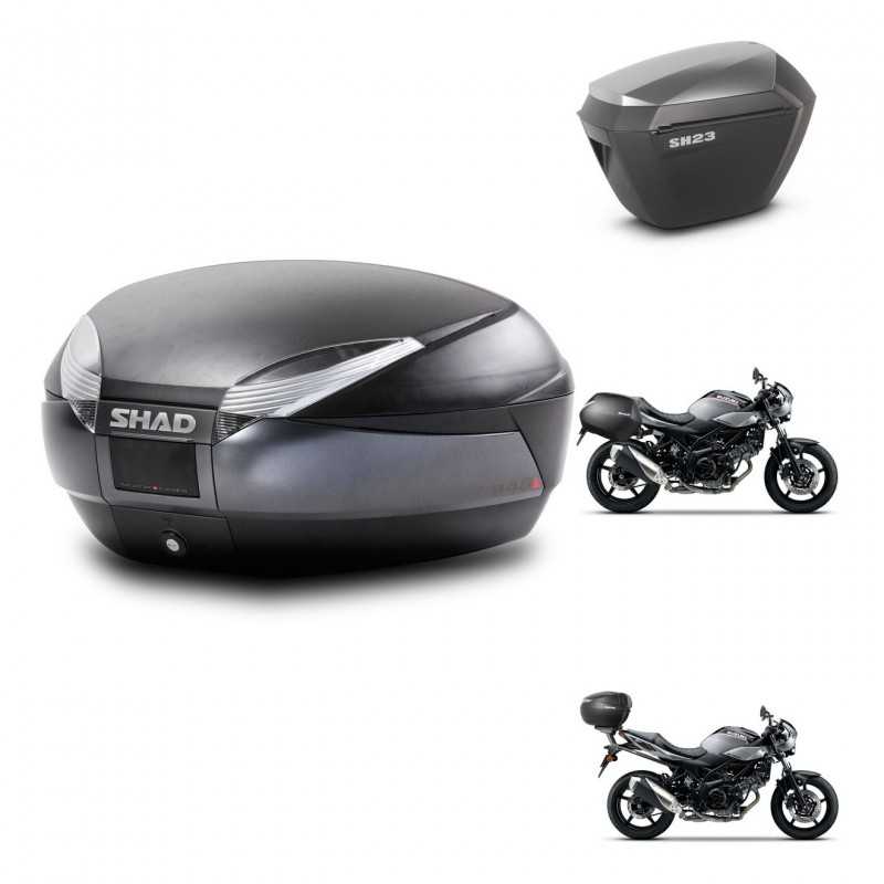SHAD Maletas laterales + baul trasero herraje 3p montaje SH48 DARK GREY PREMIUM SH23 ALU KIT-272807