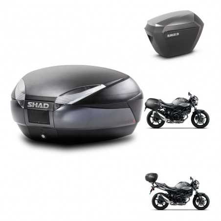 SHAD Side cases + rear trunk + 3p hardware + mounting hardware SH48 DARK GREY PREMIUM SH23 ALU KIT-272807