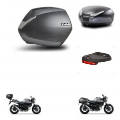 SHAD Baul trasero + maletas laterales luz de freno herraje 3p montaje SH36 SH 36 SH48 DARK GREY PREMIUM KIT-272809