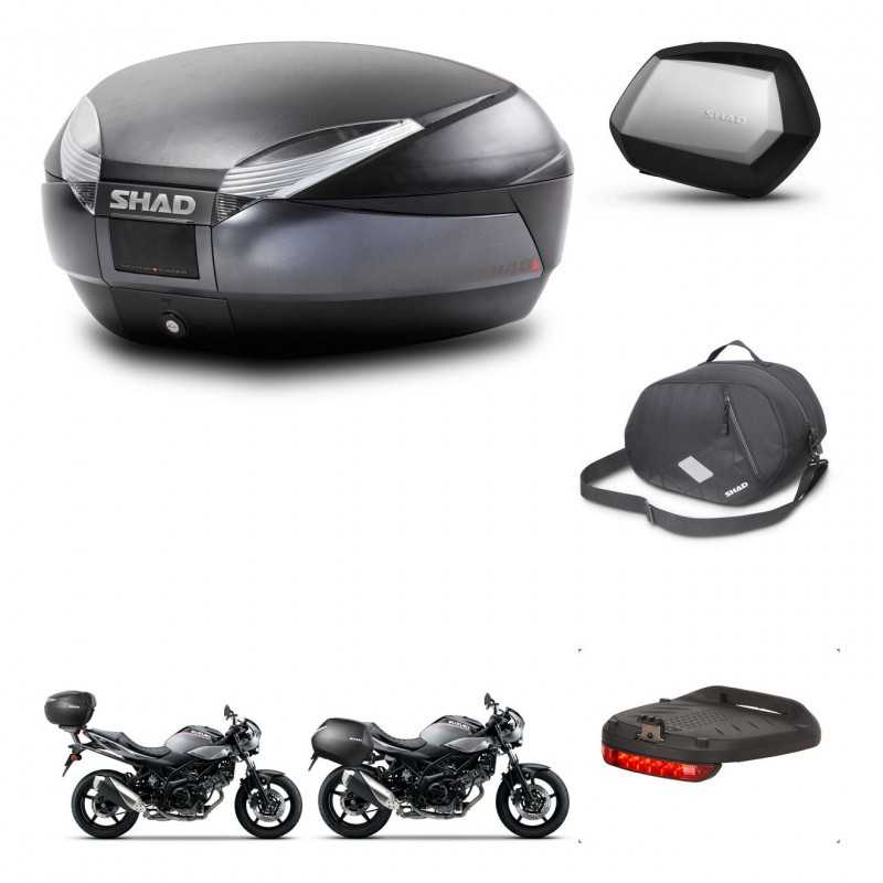 SHAD Maletas laterales + baul trasero accesorios herraje 3p montaje SH48 DARK GREY PREMIUM SC SH35 KIT-272814