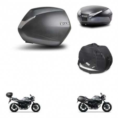 SHAD Baul trasero + maletas laterales bolsa interna herraje 3p montaje SH36 SH 36 SH48 DARK GREY PREMIUM KIT-272818