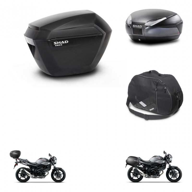 SHAD Baul trasero + maletas laterales bolsa interna herraje 3p montaje SH23 SH48 DARK GREY PREMIUM KIT-272819
