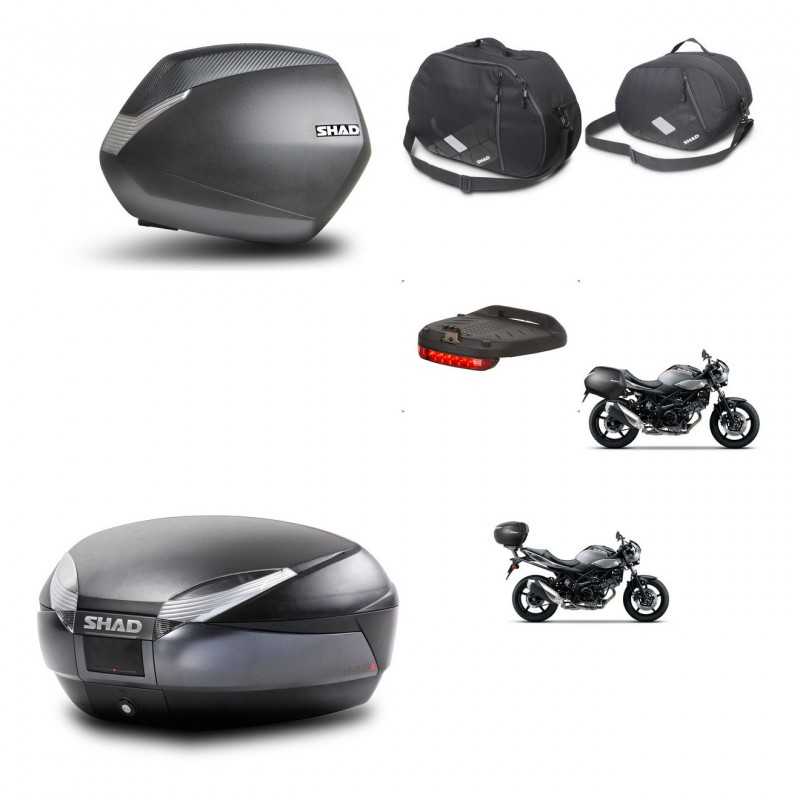 SHAD Baul trasero + maletas laterales accesorios herraje 3p montaje SH36 SH 36 SH48 DARK GREY PREMIUM KIT-272826