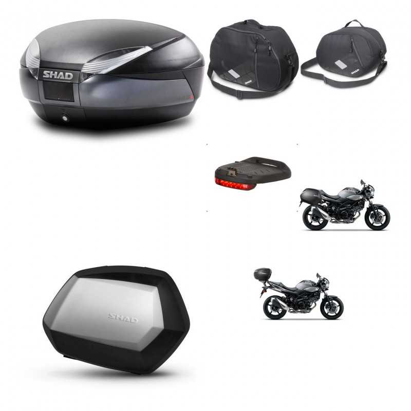 SHAD Maletas laterales + baul trasero accesorios herraje 3p montaje SH48 DARK GREY PREMIUM SC SH35 KIT-272832