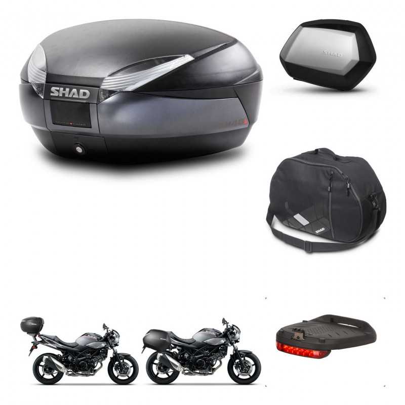 SHAD Maletas laterales + baul trasero accesorios herraje 3p montaje SH48 DARK GREY PREMIUM SC SH35 KIT-272833