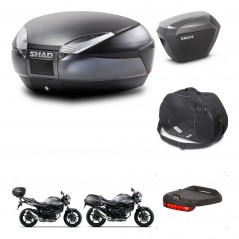 SHAD Maletas laterales + baul trasero accesorios herraje 3p montaje SH48 DARK GREY PREMIUM SH23 ALU KIT-272834