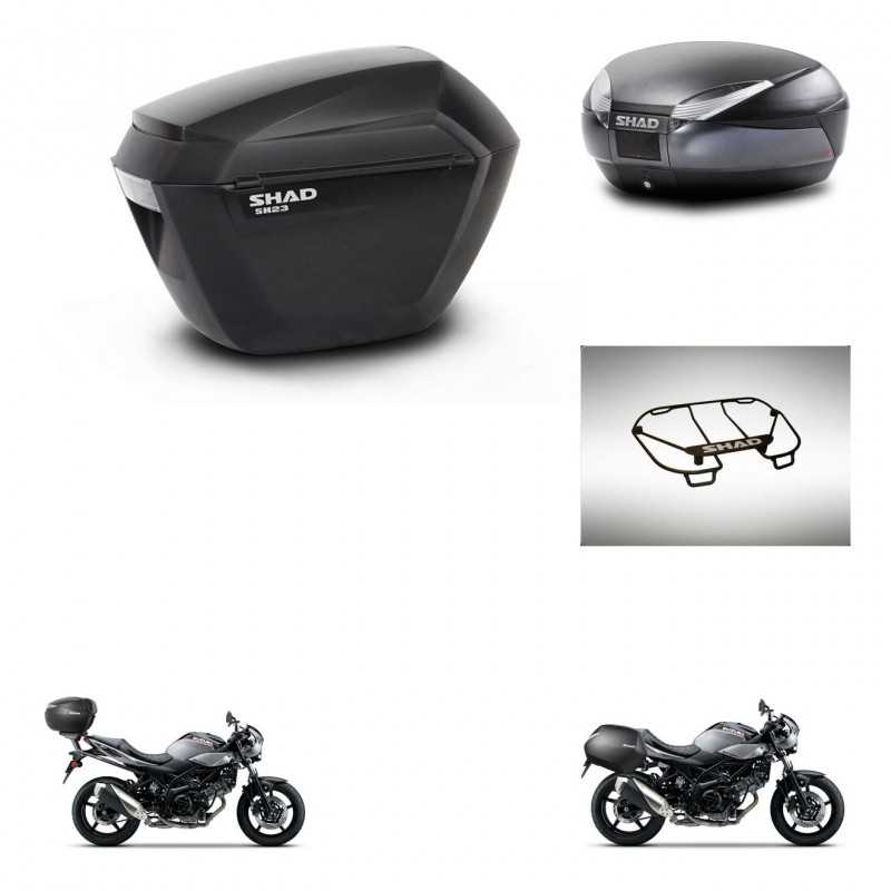 SHAD Rear trunk + side cases + upper rack rack + 3p hardware + mounting hardware SH23 SH48 DARK GREY PREMIUM KIT-272837