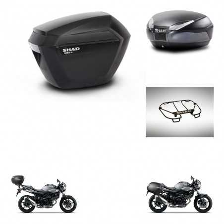 SHAD Baul trasero + maletas laterales parrilla portabultos superior herraje 3p montaje SH23 SH48 DARK GREY PREMIUM KIT-272837