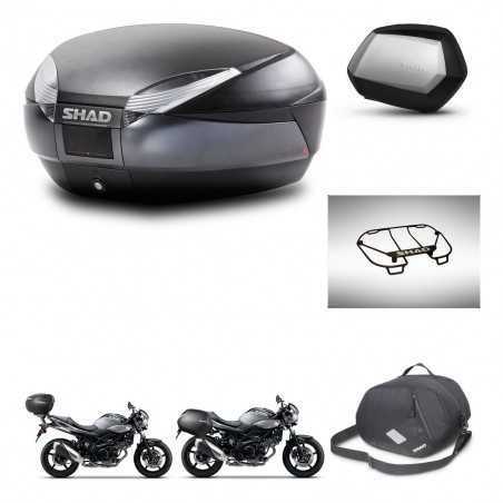 SHAD Maletas laterales + baul trasero accesorios herraje 3p montaje SH48 DARK GREY PREMIUM SC SH35 KIT-272841