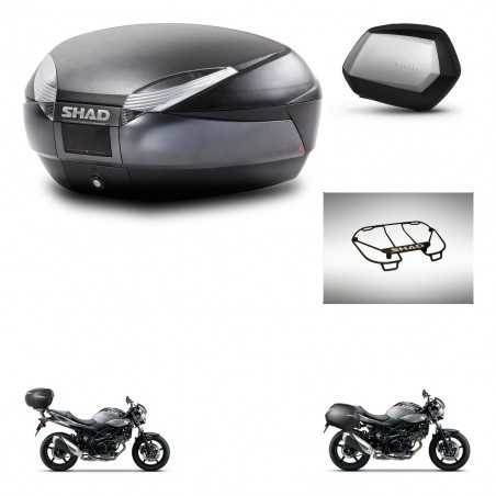 SHAD Side cases + rear trunk + upper rack rack + 3p hardware + mounting hardware SH48 DARK GREY PREMIUM SC SH35 PREMIUM KIT-2728