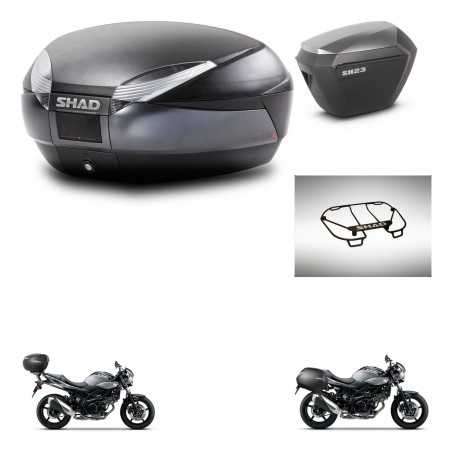 SHAD Side cases + rear trunk + upper rack rack + 3p hardware + mounting hardware SH48 DARK GREY PREMIUM SH23 ALU KIT-272843