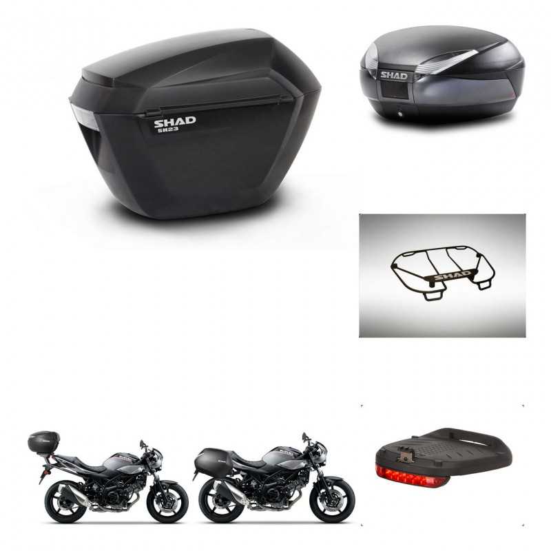 SHAD Baul trasero + maletas laterales accesorios herraje 3p montaje SH23 SH48 DARK GREY PREMIUM KIT-272846