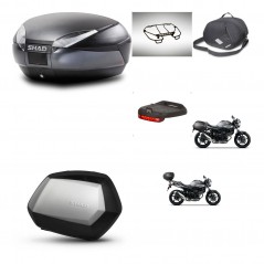 SHAD Maletas laterales + baul trasero accesorios herraje 3p montaje SH48 DARK GREY PREMIUM SC SH35 KIT-272850