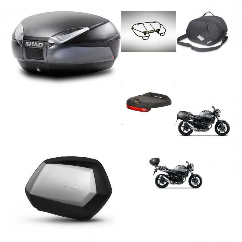 SHAD Maletas laterales + baul trasero accesorios herraje 3p montaje SH48 DARK GREY PREMIUM SC SH35 KIT-272850