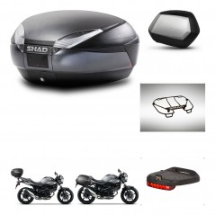 SHAD Maletas laterales + baul trasero accesorios herraje 3p montaje SH48 DARK GREY PREMIUM SC SH35 KIT-272851
