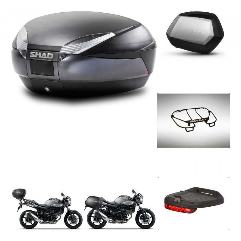 SHAD Maletas laterales + baul trasero accesorios herraje 3p montaje SH48 DARK GREY PREMIUM SC SH35 KIT-272851