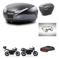 SHAD Side cases + rear trunk + accessories + 3p hardware + mounting hardware SH48 DARK GREY PREMIUM SH23 ALU KIT-272852