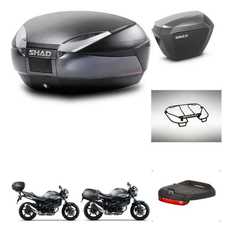 SHAD Side cases + rear trunk + accessories + 3p hardware + mounting hardware SH48 DARK GREY PREMIUM SH23 ALU KIT-272852