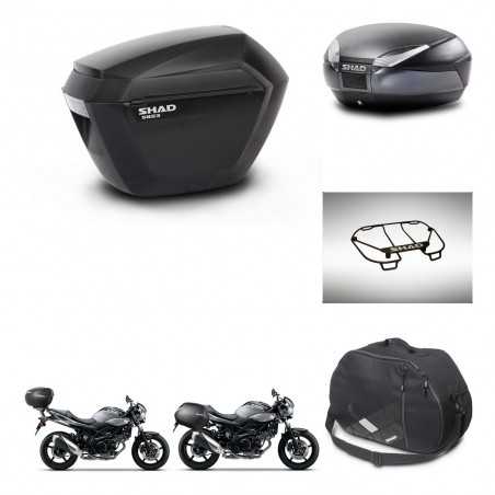 SHAD Baul trasero + maletas laterales accesorios herraje 3p montaje SH23 SH48 DARK GREY PREMIUM KIT-272855