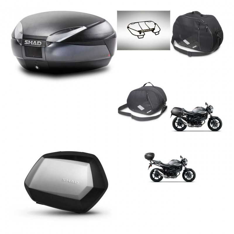 SHAD Maletas laterales + baul trasero accesorios herraje 3p montaje SH48 DARK GREY PREMIUM SC SH35 KIT-272859